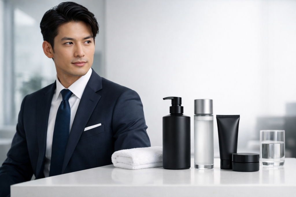 朝5分で変わるトーンアップ術(男性向け)のアイキャッチ画像